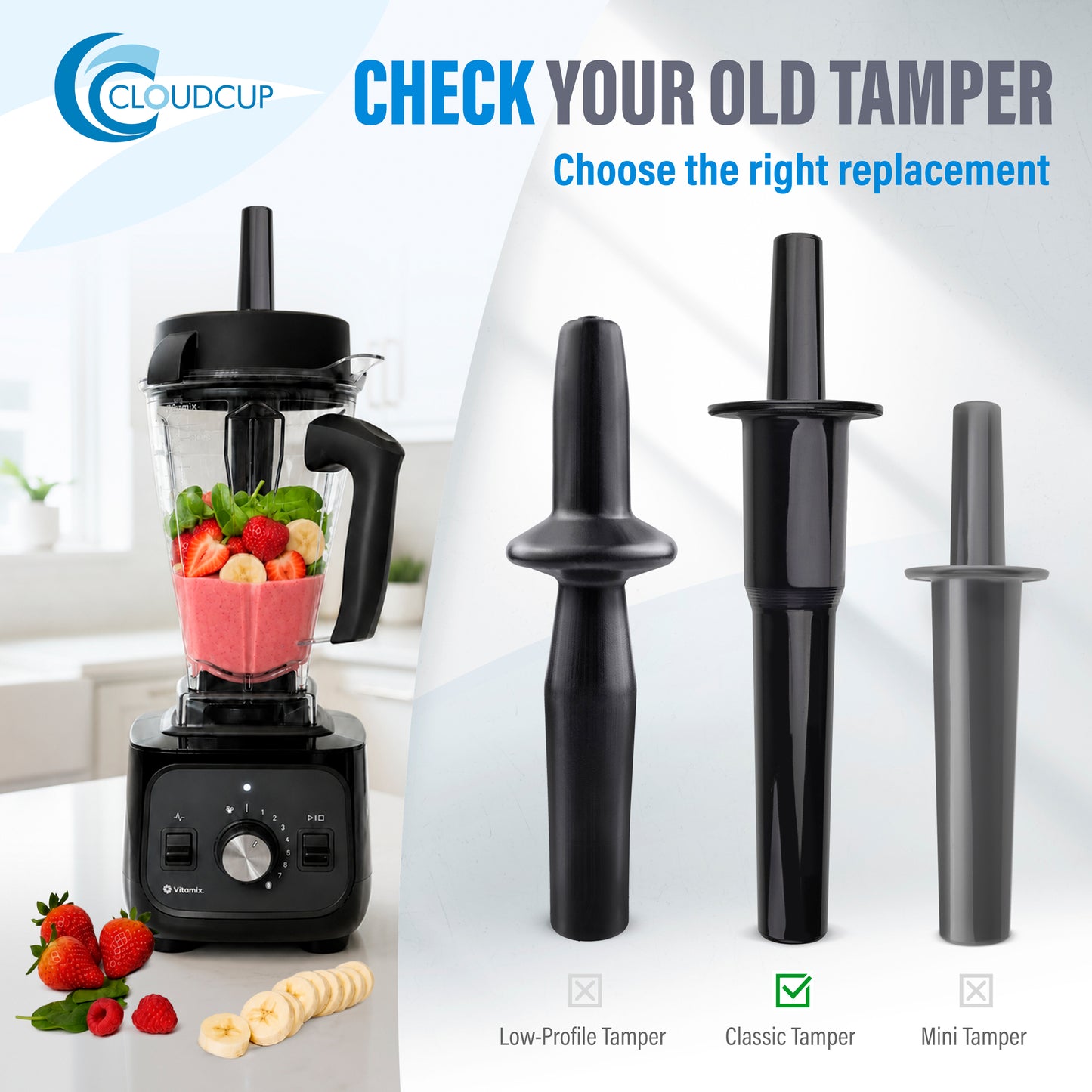 Classic Tamper Plunger Replacement for Vitamix 64-ounce Classic Container