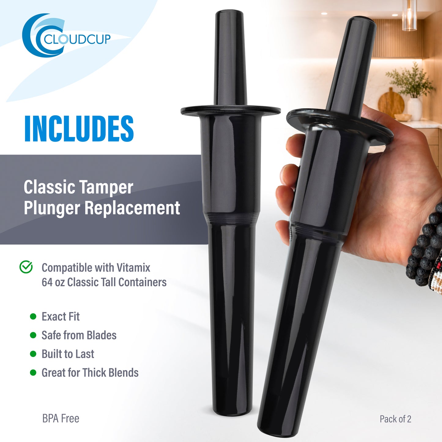 Classic Tamper Plunger Replacement for Vitamix 64-ounce Classic Container