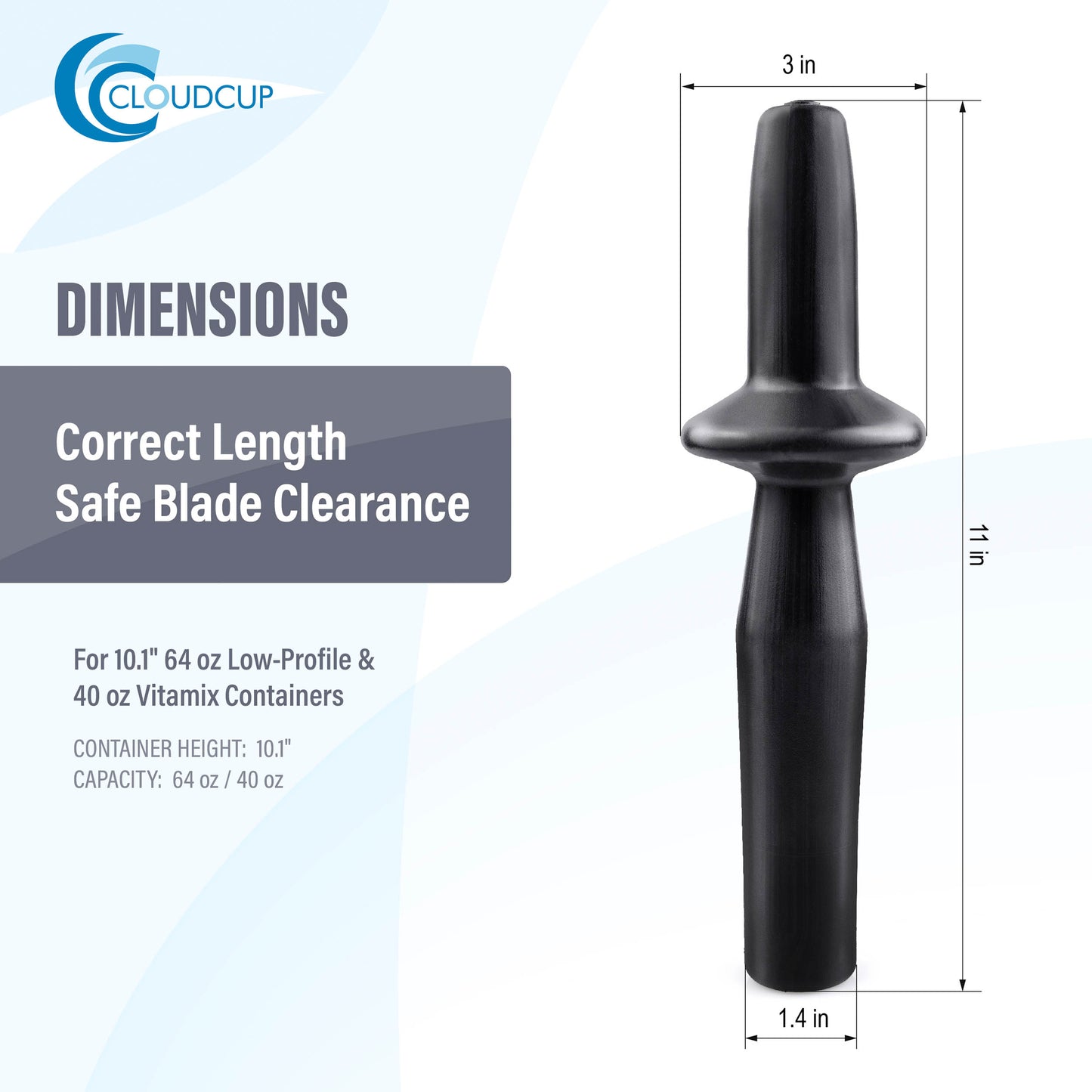 Low Profile Tamper Plunger for Vitamix 64-ounce Low Profile Container