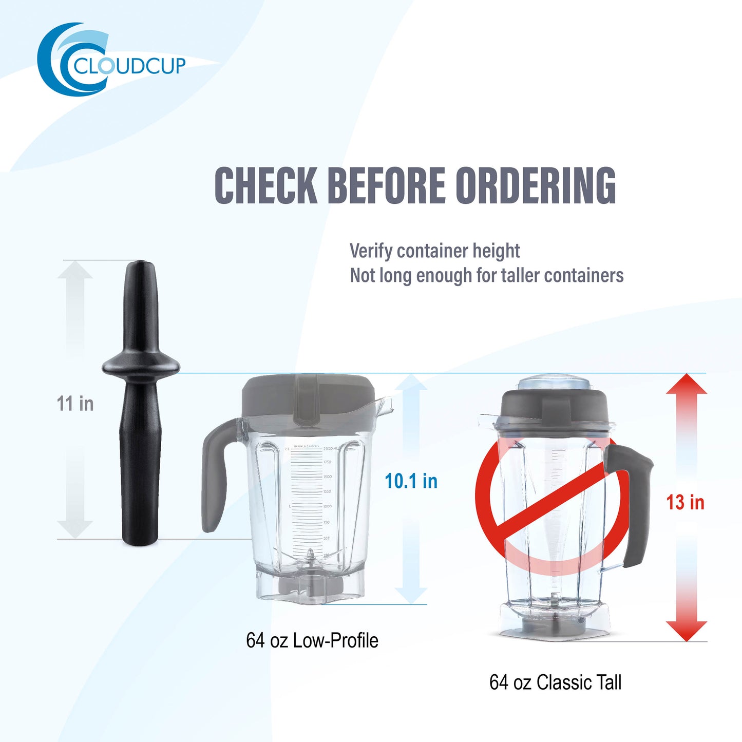 Low Profile Tamper Plunger for Vitamix 64-ounce Low Profile Container