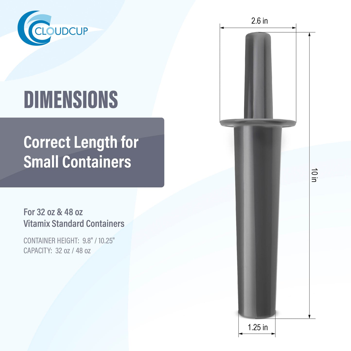 Small Mini Tamper Plunger Replacement for Vitamix 32 and 48 oz Containers