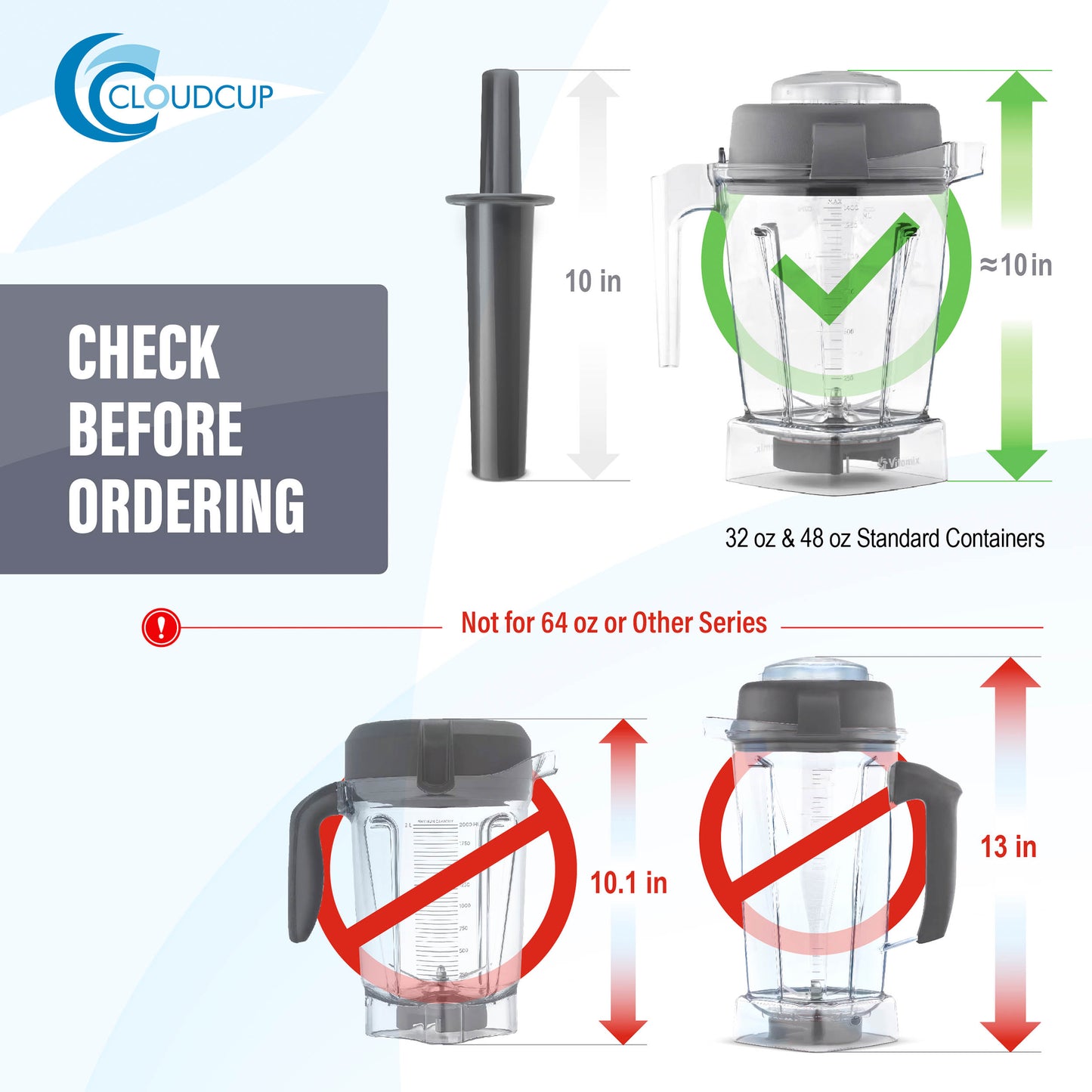 Small Mini Tamper Plunger Replacement for Vitamix 32 and 48 oz Containers